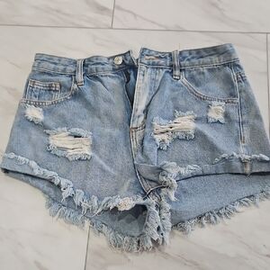 SHEIN Light Blue Distressed Jean Shorts